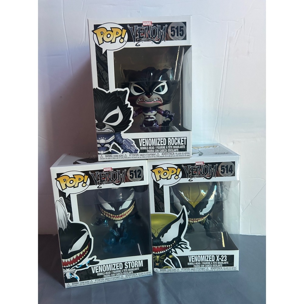 Funko Pop Marvel Venomized Rocket Storm X-23 Vinyl Figures Set Of 3 Bundle
